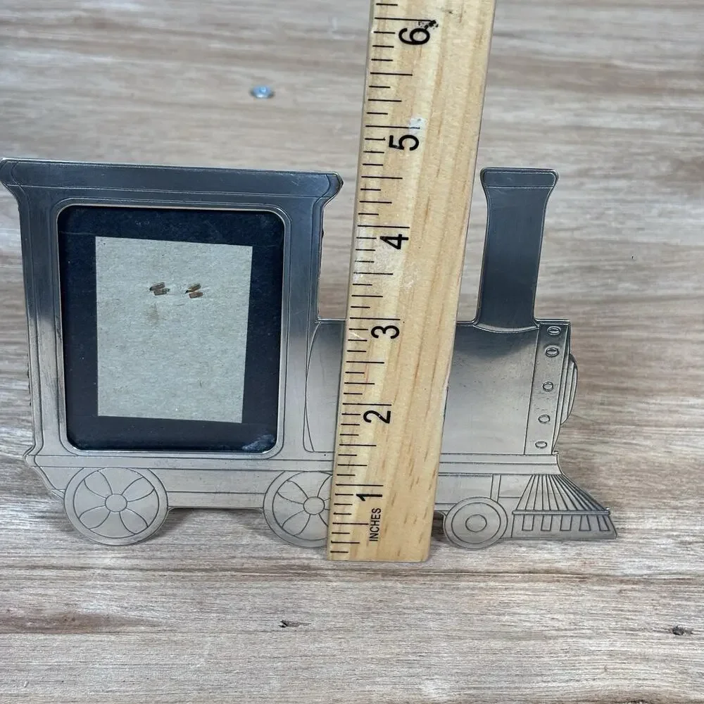 Silver Toned Train-Shaped Pewter Picture Frame‎ For Baby Pictures
